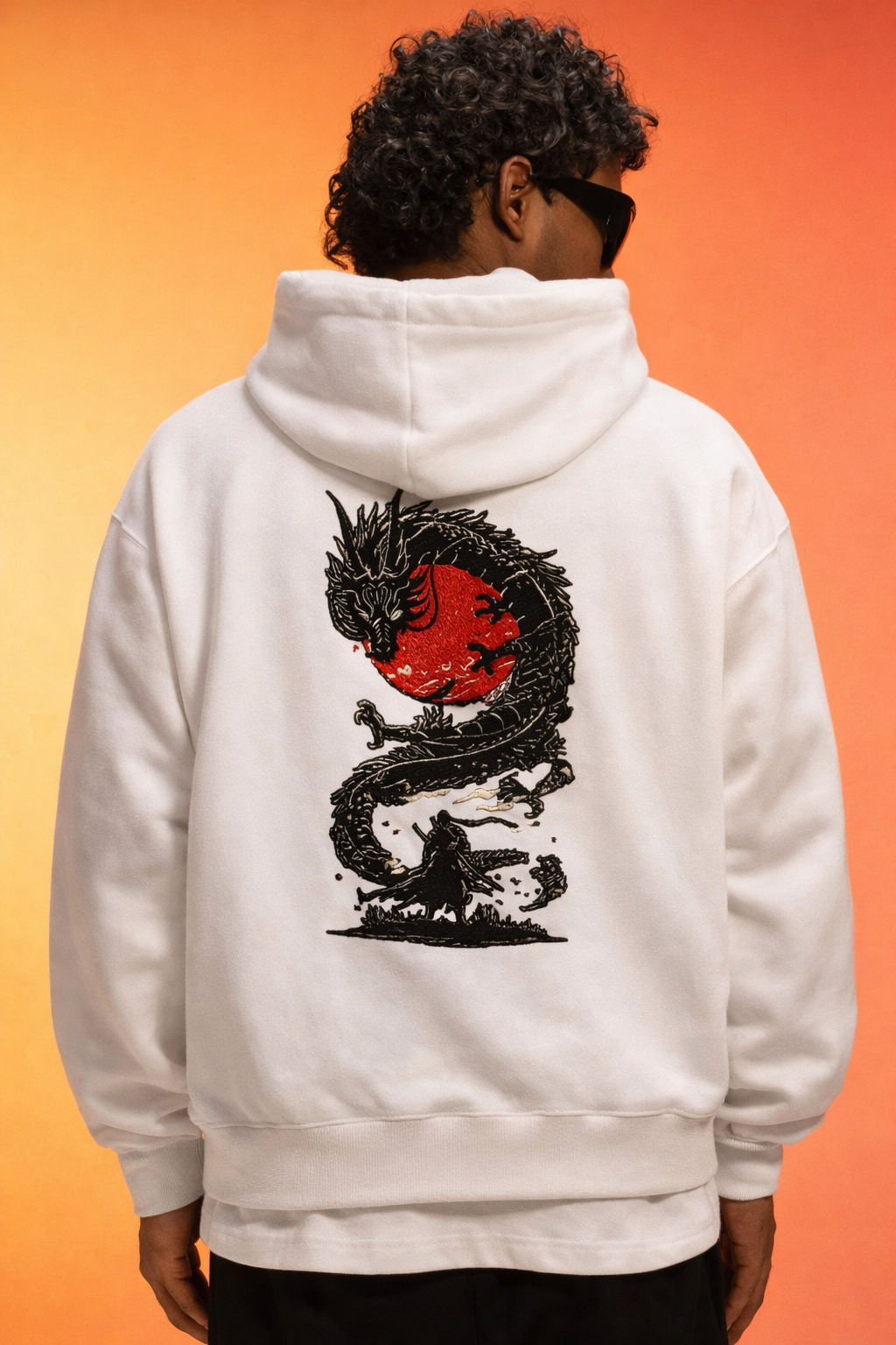 Embroidered Zoro One-piece White Oversized Hoodie
