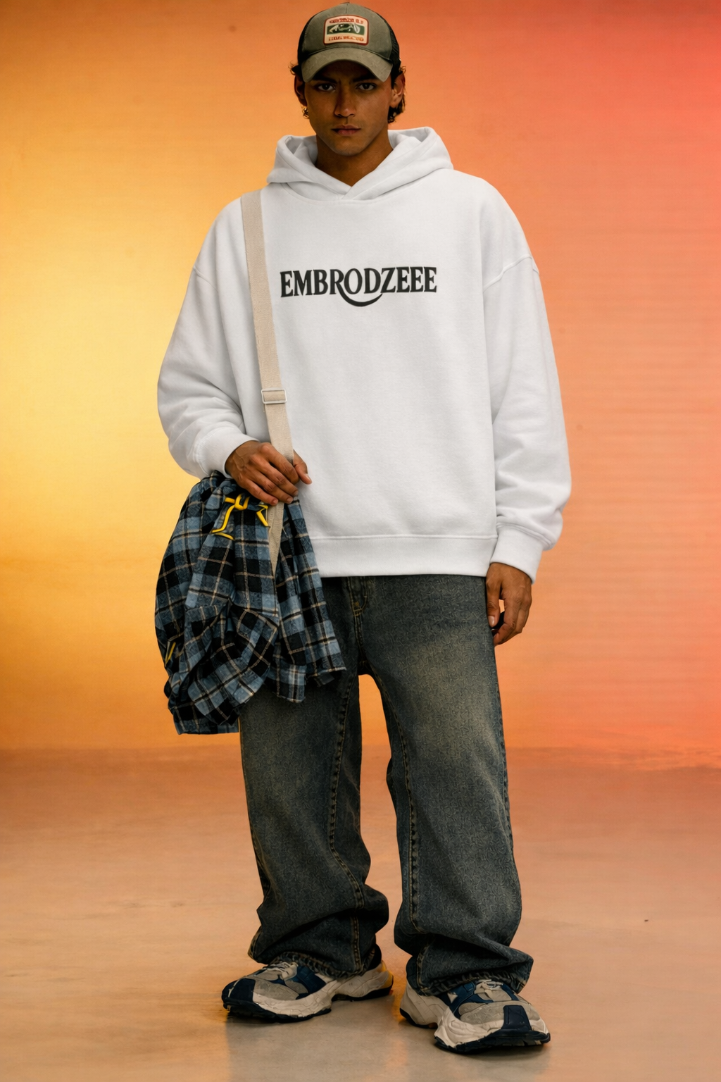 Embroidered Zoro One-piece White Oversized Hoodie