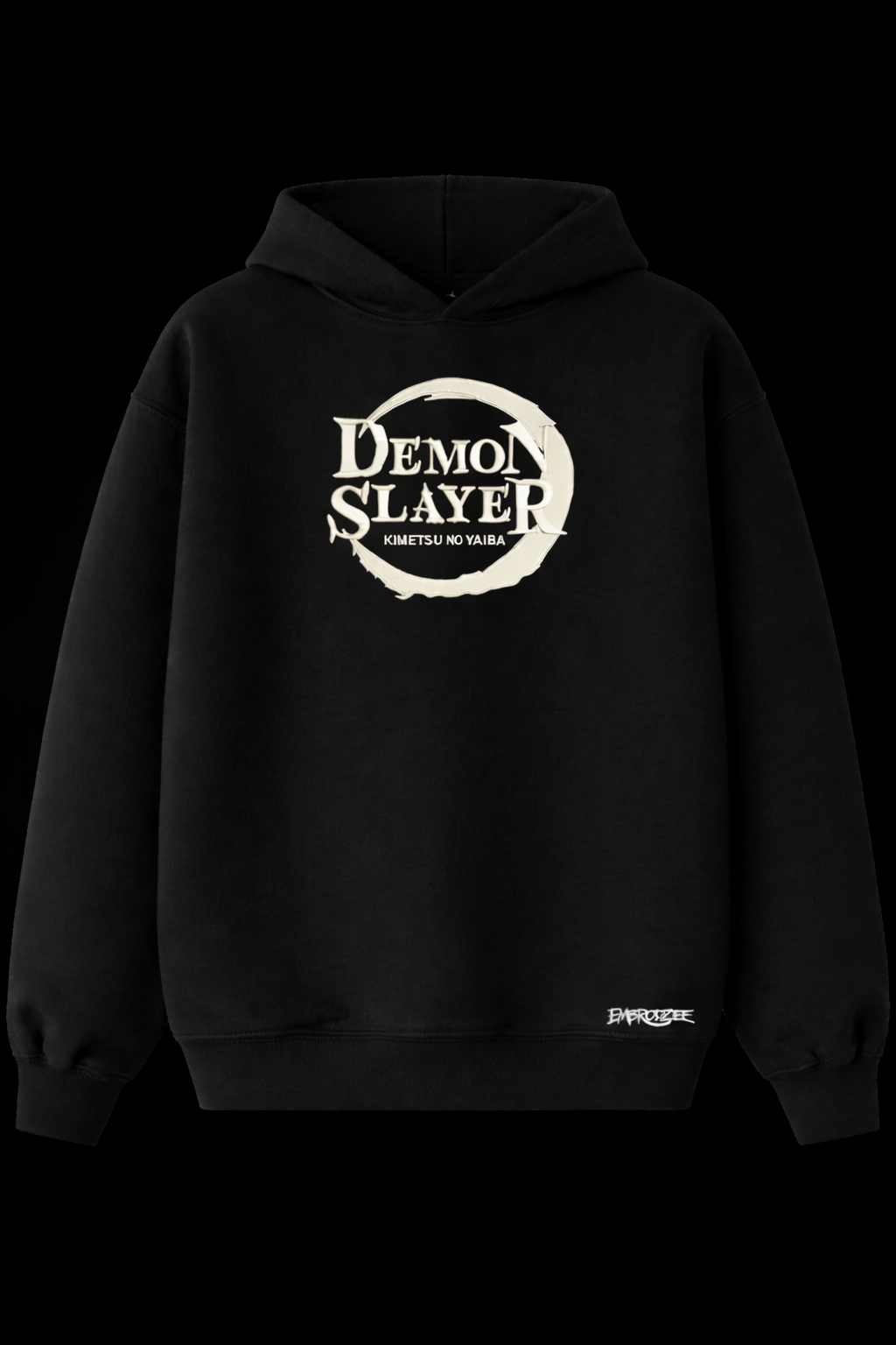 Embroidered Demon Slayer Black Oversized Hoodie