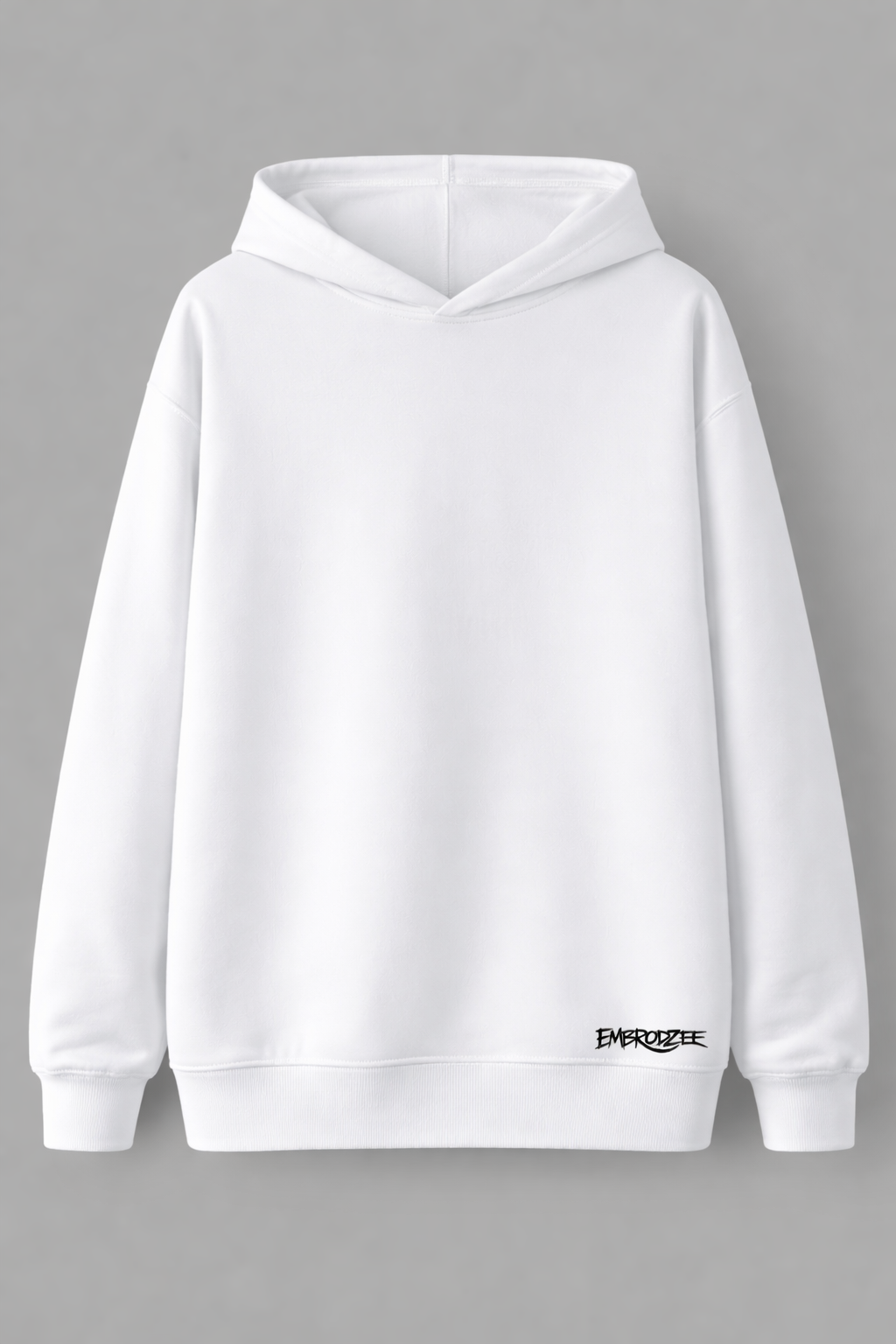 White Premium Hoodie with Logo Embroidered