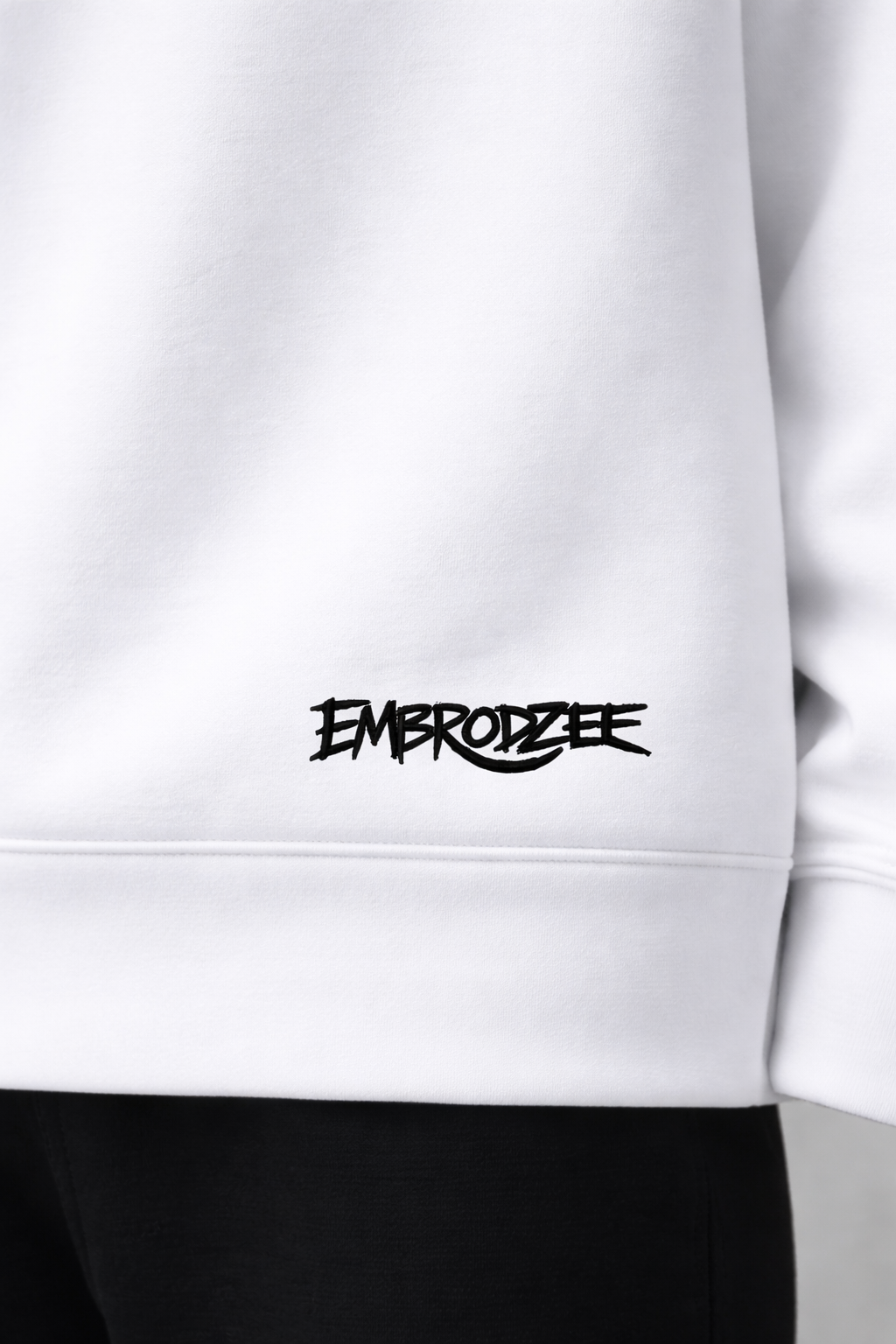 White Premium Hoodie with Logo Embroidered
