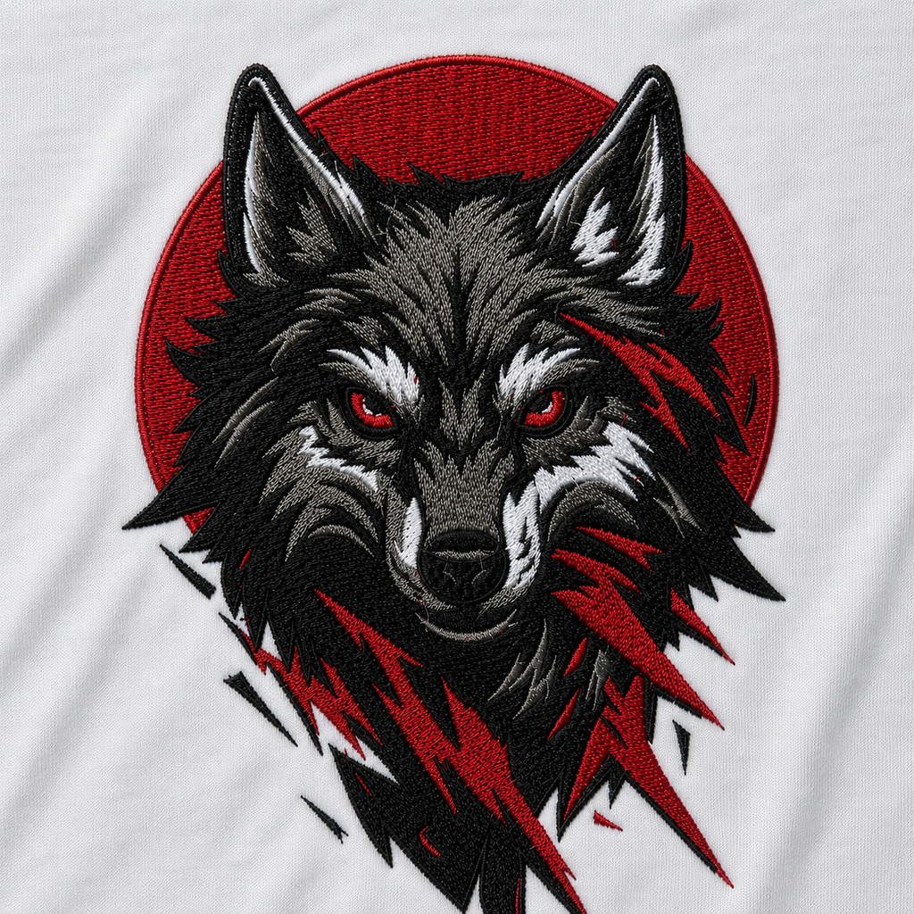 Wolf Embroidery Oversized T-Shirt