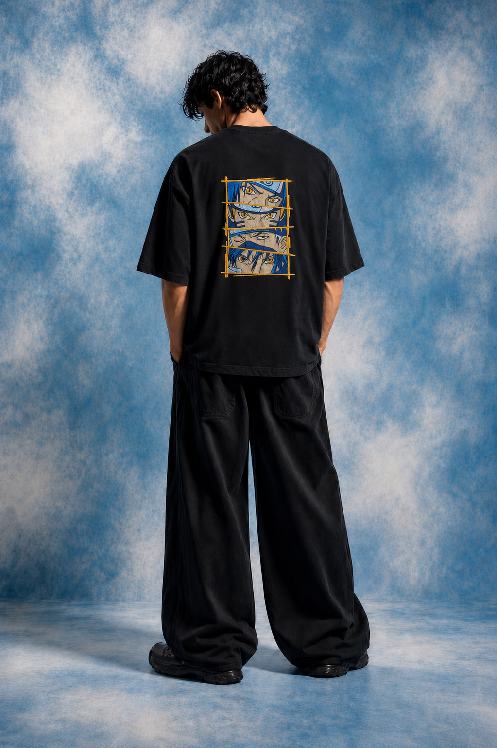 Naruto Rivalry Embroidered Oversized T-Shirt