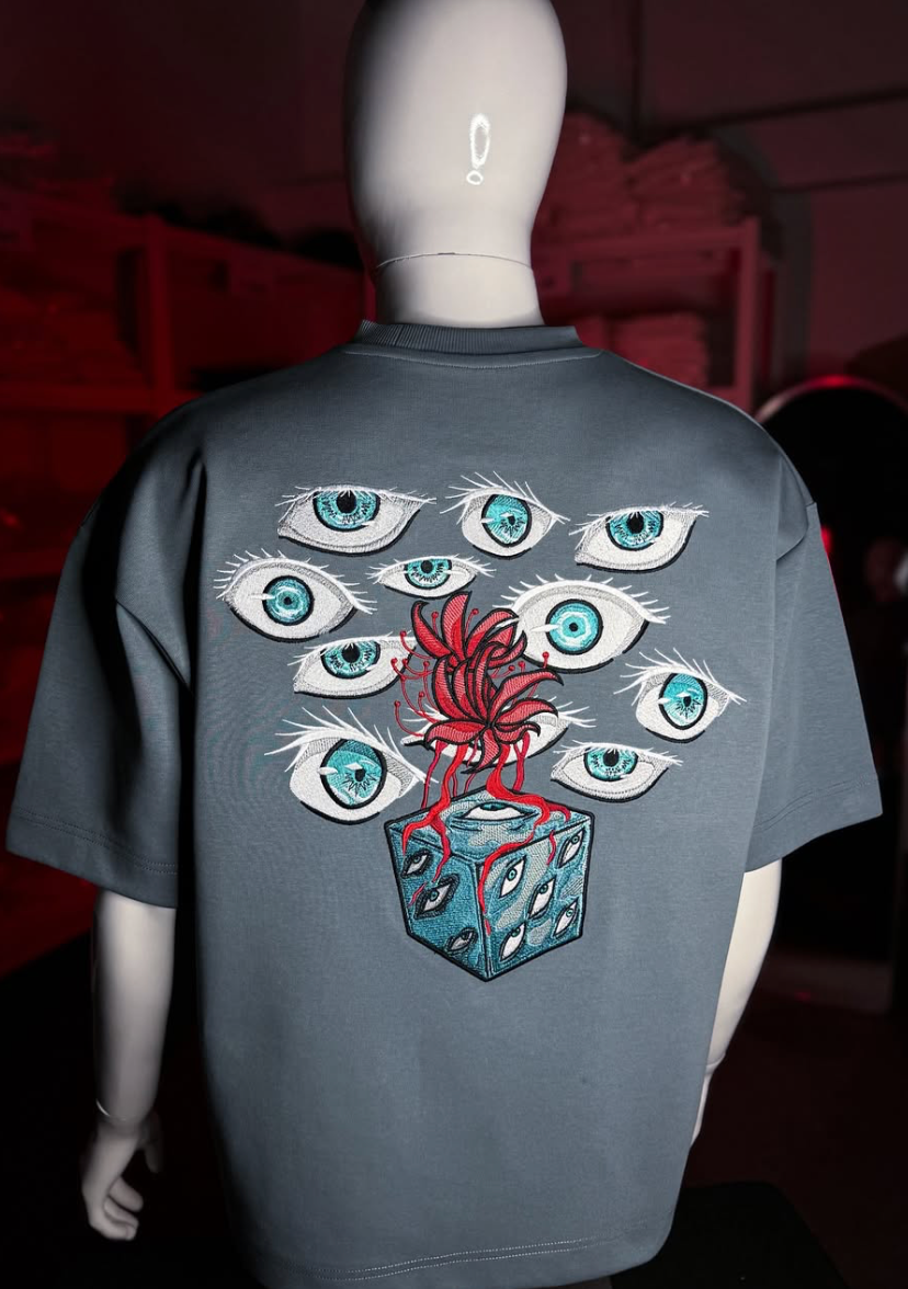 Embroidered Honoured One Black Relaxed T-Shirt