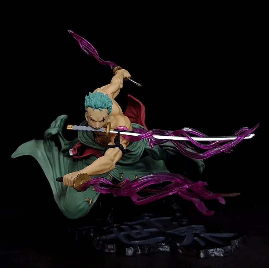 One Piece Roronoa Zoro Action Figure- Three Sword Style Anime Collectible Statue (18 cm)
