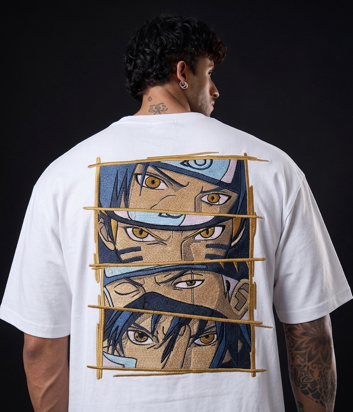 Naruto Rivalry Embroidered Oversized T-Shirt