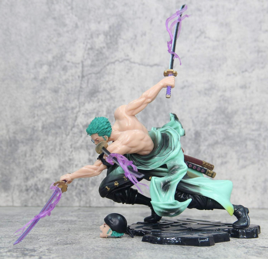 One Piece Roronoa Zoro Action Figure- Three Sword Style Anime Collectible Statue (18 cm)