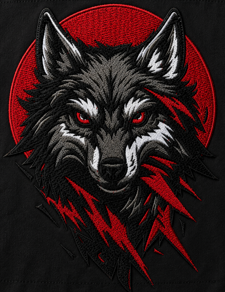 Wolf Embroidery Oversized T-Shirt
