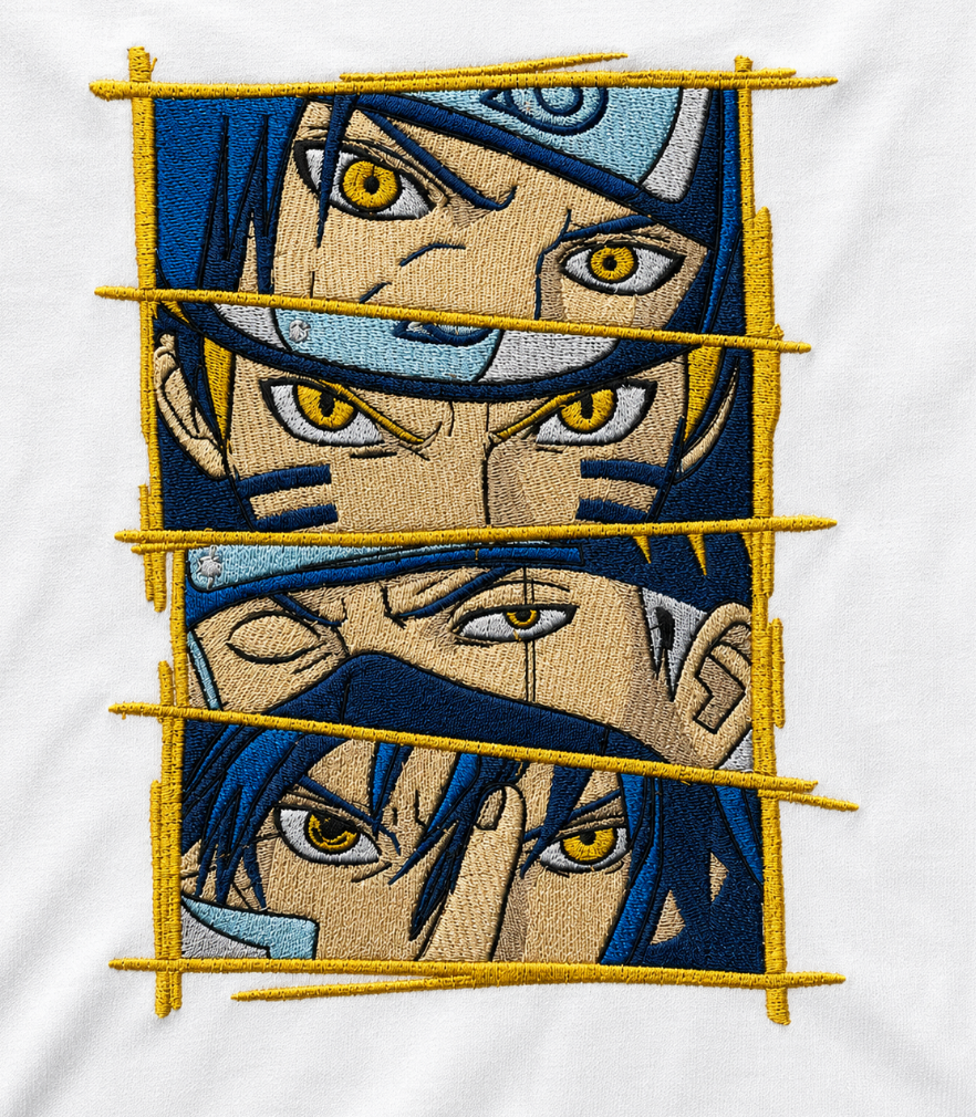 Naruto Rivalry Embroidered Oversized T-Shirt