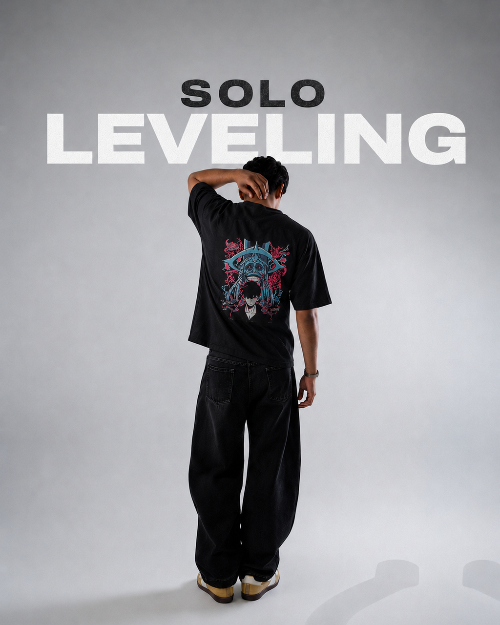 The Shadow Monarch - Solo Leveling Embroidered Oversized T-Shirt