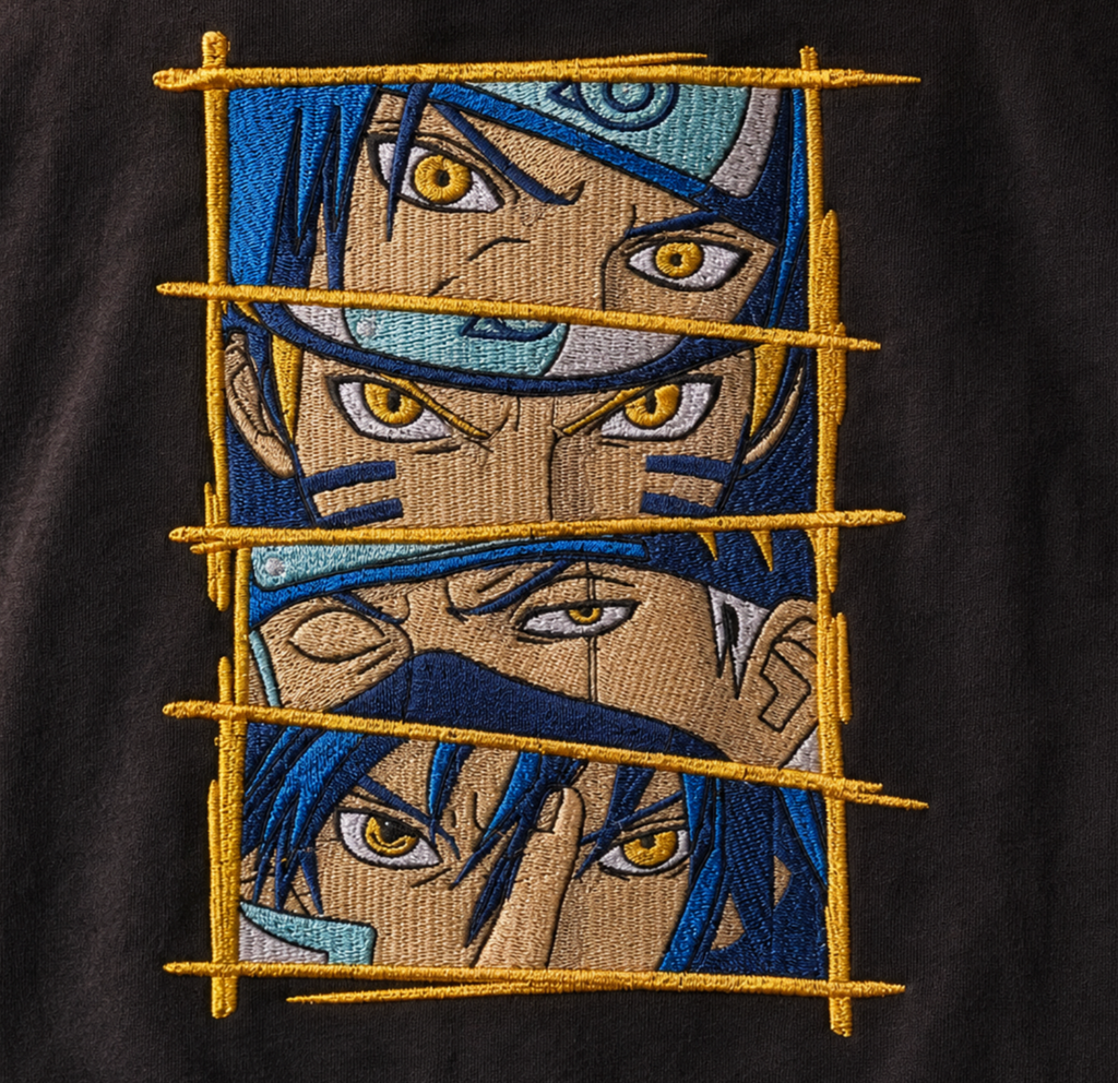Naruto Rivalry Embroidered Oversized T-Shirt