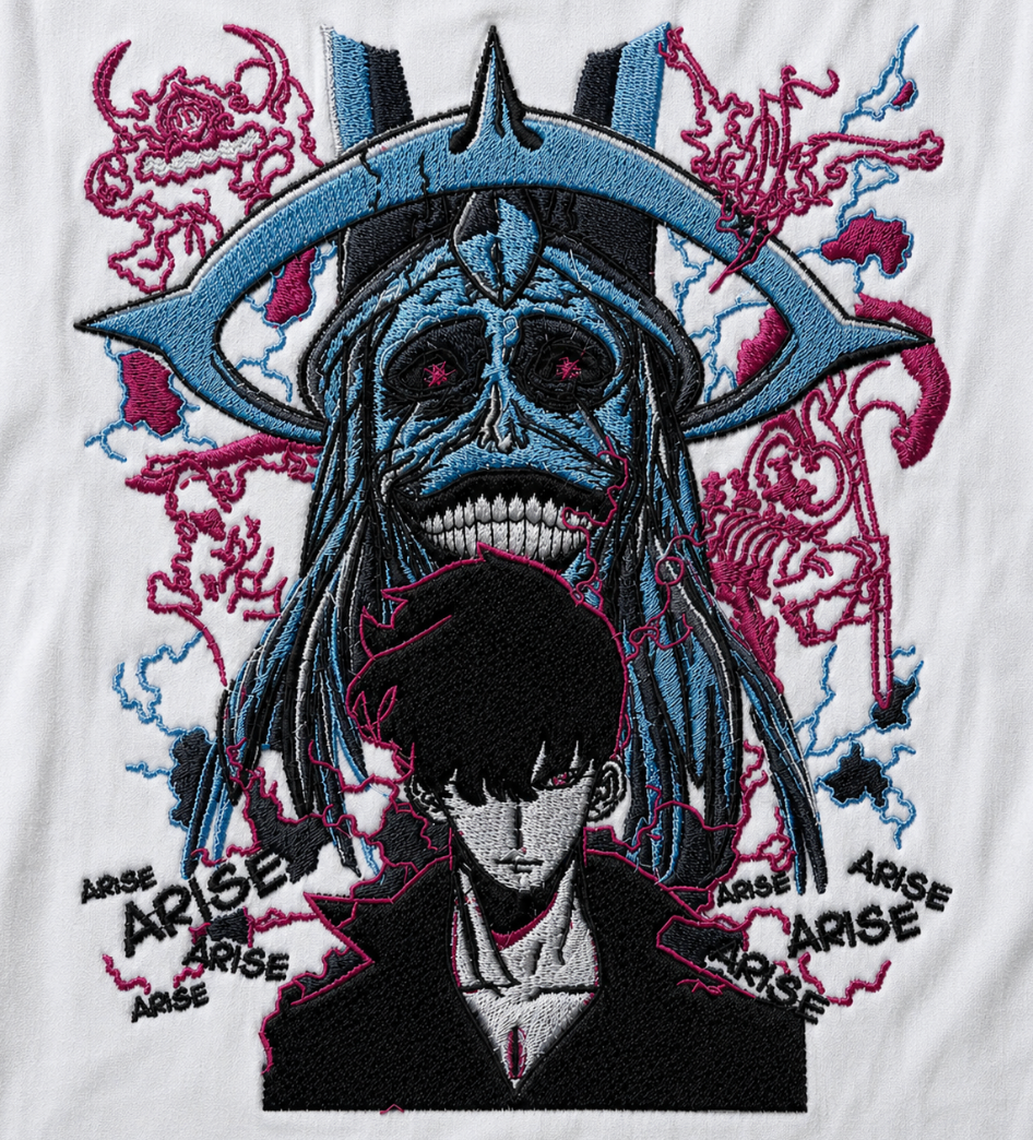 The Shadow Monarch - Solo Leveling Embroidered Oversized T-Shirt