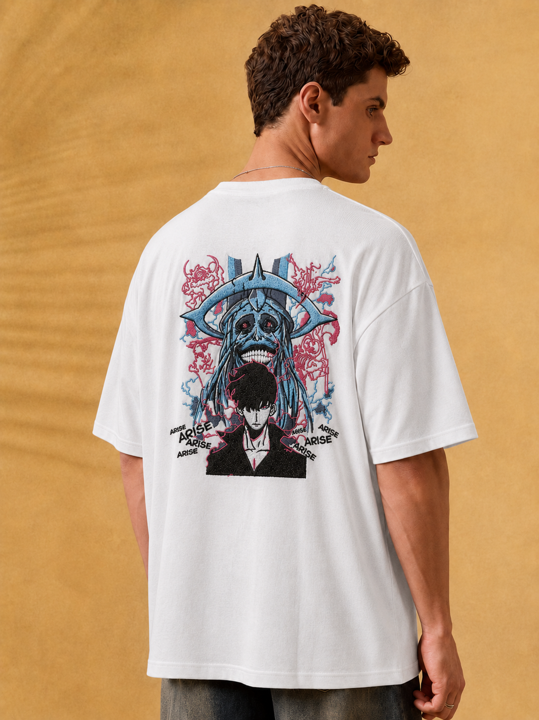 The Shadow Monarch - Solo Leveling Embroidered Oversized T-Shirt