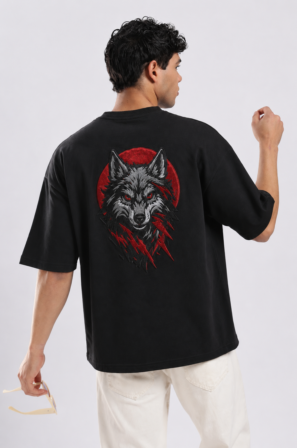 Wolf Embroidery Oversized T-Shirt